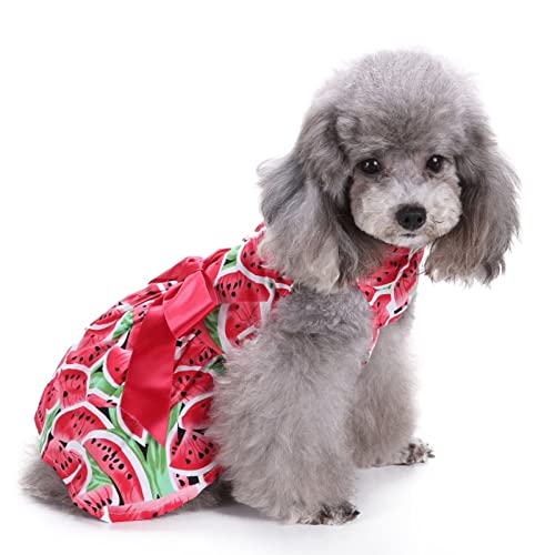 SUSOSU Haustier Kleidung Hunderock Wasserdruck Hundekleidung Rock Kleider für Kleine Mädchen Hunde Niedliche Haustierkleidung,Red 4,S von SUSOSU