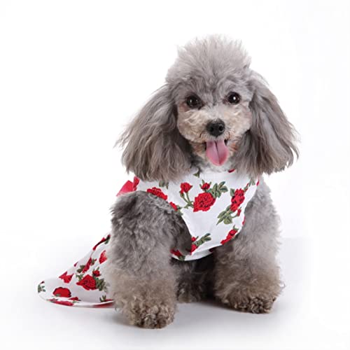 SUSOSU Haustier Kleidung Hunderock Wasserdruck Hundekleidung Rock Kleider für Kleine Mädchen Hunde Niedliche Haustierkleidung,Red 5,L von SUSOSU