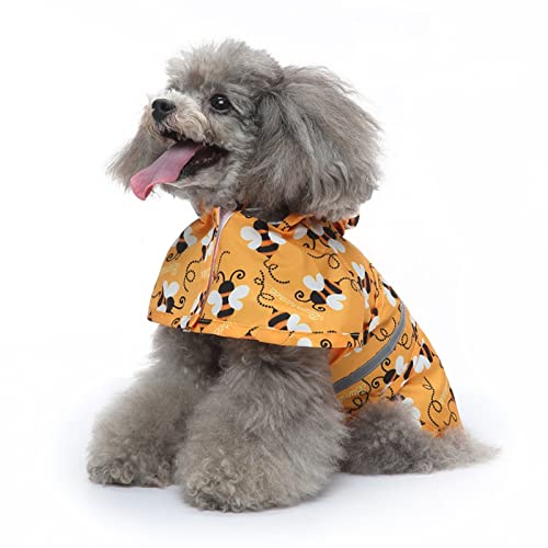 SUSOSU Hunde-Regenmantel Kleiner Großer Hund Großer Hund Haustier-Druck Regenmantel Reflektierende Hundekleidung Regenmantel Poncho,Yellow 1,L von SUSOSU