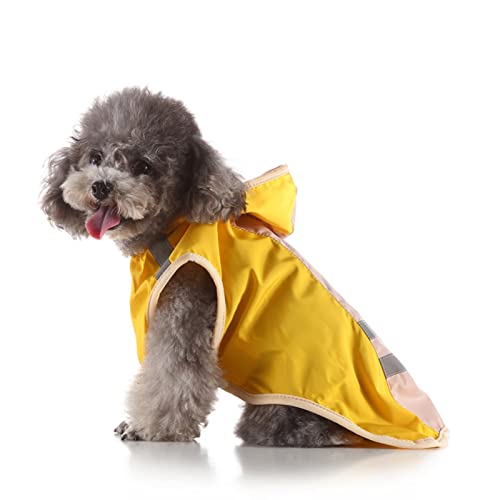 SUSOSU Hunde-Regenmantel Kleiner Großer Hund Großer Hund Haustier-Druck Regenmantel Reflektierende Hundekleidung Regenmantel Poncho,Yellow 2,L von SUSOSU