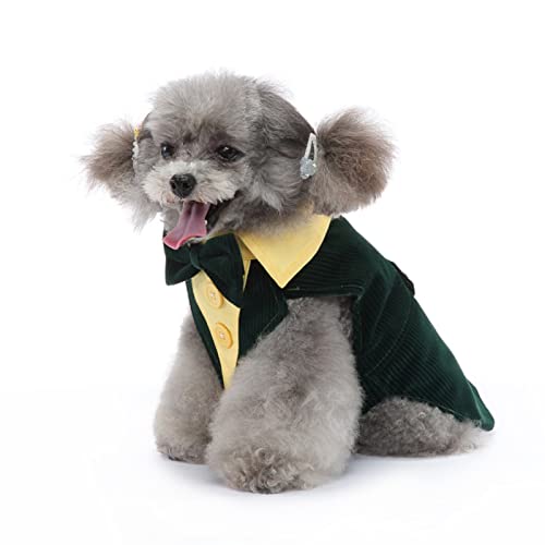 SUSOSU Hunde-Smoking-Welpen-Kleidung Modischer Anzug Fliege Hochzeitshemd Formelles Kleid Smoking-Krawatte Hunde-Fotoanzug,Grün,XL von SUSOSU