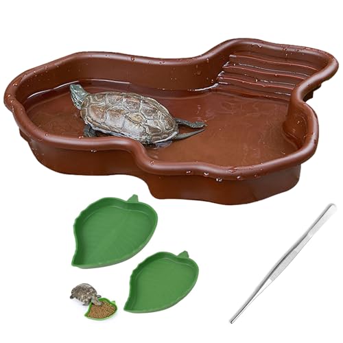 Reptilien-Wasserpool zum Baden von Schildkröten – Reptilien-Lebensraum-Zubehör und Gehege für Salamander, Bartagamen, Eidechsen, Frosch, Schlange, Gecko – Reptilienfutter, Wassernapf und Pinzette & Reptilien-Wasserpool zum Baden von Schildkröten – Reptilien-Lebensraum-Zubehör und Gehege für Salamander, Bartagamen, Eidechsen, Frosch, Schlange, Gecko – Reptilienfutter, Wassernapf und Pinzette & von SUWEISUA