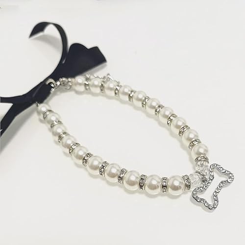 suxuMhao Haustier-Dekoration, Halsband, Halskette, Katzen- und Hundezubehör, Dekoration, verstellbarer Bereich für Welpen, Hundehalsband, Katze, Haustierpflege-Zubehör, M, Weiß von SUXUMHAO