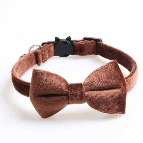 suxuMhao Katzenhalsband mit Schnalle, verstellbar, weich, für kleine Hunde oder Katzen, Schleifenknoten, Braun von SUXUMHAO