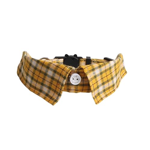 suxuMhao Katzenhalsband mit Schnalle, verstellbar, weich, für kleine Hunde oder Katzen, Schottenkaro, Gelb von SUXUMHAO