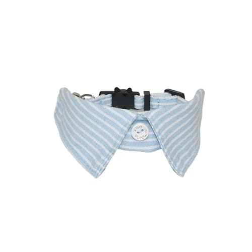 suxuMhao Katzenhalsband mit Schnalle, verstellbar, weich, für kleine Hunde oder Katzen, gestreift, Hellblau von SUXUMHAO