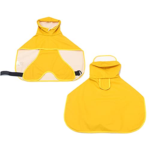 suxuMhao Wasserdichter Hunde-Regenmantel, leichte Haustier-Regenkleidung mit Poncho-Kapuze (Größe M, Gelb) von SUXUMHAO