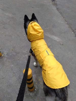 suxuMhao Wasserdichter Hunde-Regenmantel, reflektierend, leicht, Haustier-Regenkleidung mit Poncho-Kapuze (6XL, Gelb) von SUXUMHAO