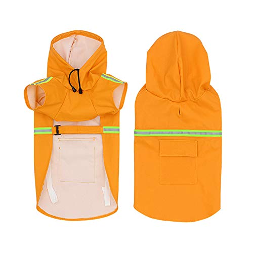 suxuMhao Wasserdichter Hunde-Regenmantel, verstellbar, reflektierend, leicht, Haustier-Regenkleidung mit Poncho-Kapuze (4XL, Orange) von SUXUMHAO