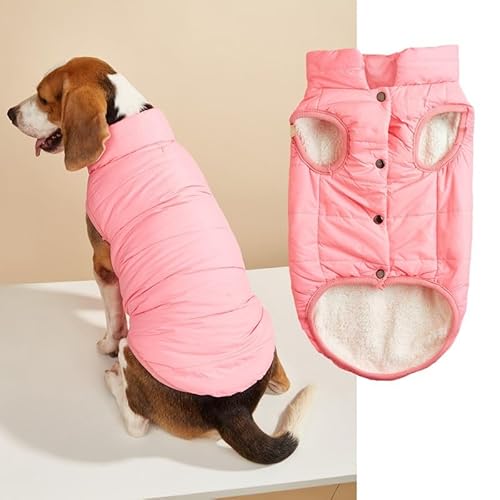 suxuMhao Winddichte Winterjacke, Hundemantel, warme Weste, für kaltes Wetter, Haustierbekleidung mit 2 Lagen, mit Fleece gefüttert, für kleine, mittelgroße und große Hunde (Größe S, Rosa) von SUXUMHAO