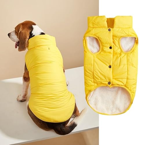 suxuMhao Winddichte Winterjacke, Hundemantel, warme Weste, für kaltes Wetter, Haustierbekleidung mit 2 Lagen, mit Fleece gefüttert, für kleine, mittelgroße und große Hunde (Größe XS, Gelb) von SUXUMHAO