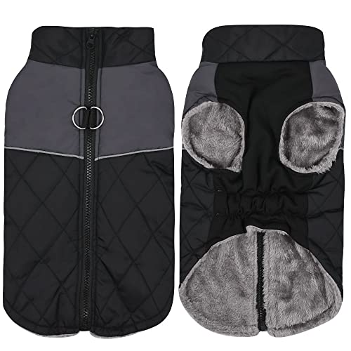 SUYGGCK Hundemantel Modestichfarben Farb wasserdichte Hundetest Herbst Und Winter Warme Und Dicke Hundekleidung Geeignet Für Mittelgroße Und Große Hunde-Black,Xs von SUYGGCK