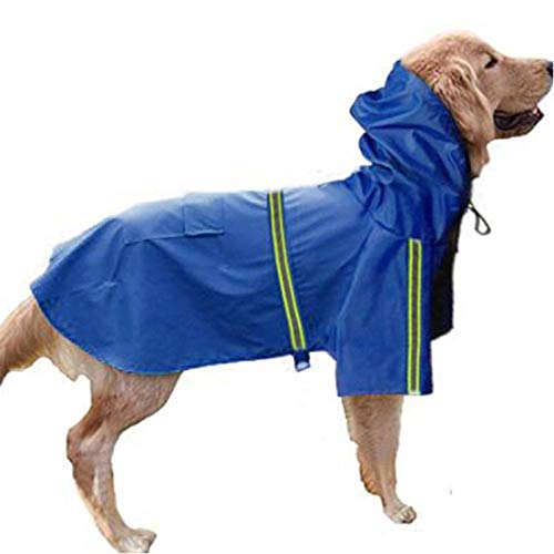 SUYIN Outdoor Großer Hund Regenmantel Wasserdichter Hund Regenmantel Reflektierende Hund Regenjacke Sicherheit Regenbekleidung Labrador Poncho Kleidung-Blau_4XL von SUYIN