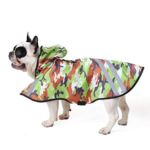 SUYIN Pet Green Camouflage Hund Regenmantel Jumpsuit Umhang Großer Hund Mittel Reflektierende Kleidung Wasserdicht und Regenfest-Tarngrün_L. von SUYIN