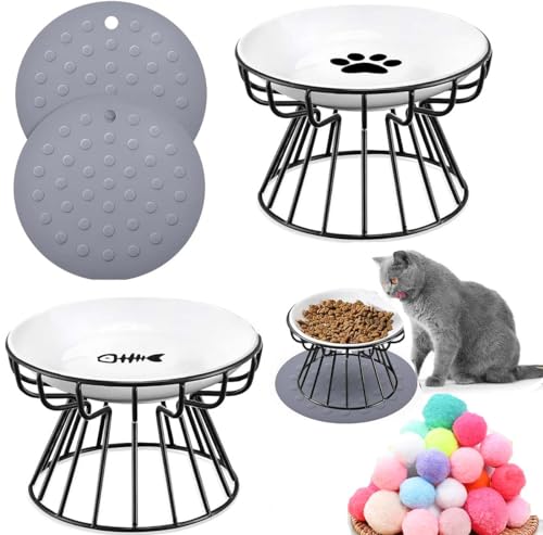 2-teilige Katzenschüsseln Schwarze erhöhte Haustier Schüssel Verhindern Nackenschmerzen Fütterung Breite Katzenschüssel Anti Erbrechen Katzen Futterplatten mit Rutschfester Matte (Schwarz) 2-teilige Katzenschüsseln Schwarze erhöhte Haustier Schüssel Verhindern Nackenschmerzen Fütterung Breite Katzenschüssel Anti Erbrechen Katzen Futterplatten mit Rutschfester Matte (Schwarz) von SUYUKU