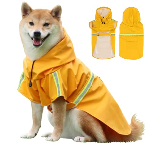 SUYUKU Hunde-Regenmantel, reflektierende Streifen, wasserdicht, leichter Hundeponcho für Spaziergänge mit dem Hund, für kleine, mittelgroße und große Hunde, verstellbar, Gelb, Größe M SUYUKU Hunde-Regenmantel, reflektierende Streifen, wasserdicht, leichter Hundeponcho für Spaziergänge mit dem Hund, für kleine, mittelgroße und große Hunde, verstellbar, Gelb, Größe M von SUYUKU