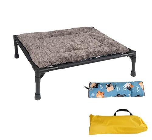SUYUKU Hundebett mit wasserdichtem Baldachin, tragbar, erhöhtes Hundehaus mit Tragetasche und weichen Matten für Camping, Zuhause, Garten, Outdoor-Aktivität (schwarz, Bett + Kissen), 3 Stück von SUYUKU
