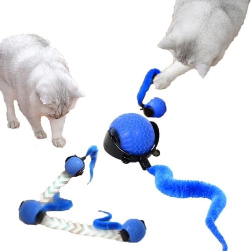 SUYUKU Interaktiver Katzenball 360° Automatisches Spielzeug USB Aufladbar für Katzen und kleine bis mittlere Hunde (Blau) von SUYUKU