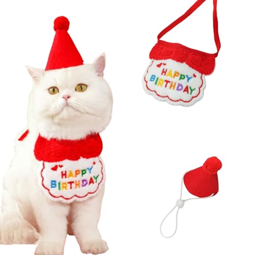 SUYUKU Katzen-Geburtstagshut, Schal, Set, Welpen, niedlicher Haustier-Geburtstagsanzug, kleiner Hund, Partyzubehör, Happy Birthday, Bandana, Dekorationen, besticktes Geburtstagskleid für Kätzchen, SUYUKU Katzen-Geburtstagshut, Schal, Set, Welpen, niedlicher Haustier-Geburtstagsanzug, kleiner Hund, Partyzubehör, Happy Birthday, Bandana, Dekorationen, besticktes Geburtstagskleid für Kätzchen, von SUYUKU