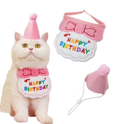 SUYUKU Katzen-Geburtstagshut, Schal, Set, Welpen, niedlicher Haustier-Geburtstagsanzug, kleiner Hund, Partyzubehör, Happy Birthday, Bandana, Dekorationen, besticktes Geburtstagskleid für Kätzchen, SUYUKU Katzen-Geburtstagshut, Schal, Set, Welpen, niedlicher Haustier-Geburtstagsanzug, kleiner Hund, Partyzubehör, Happy Birthday, Bandana, Dekorationen, besticktes Geburtstagskleid für Kätzchen, von SUYUKU
