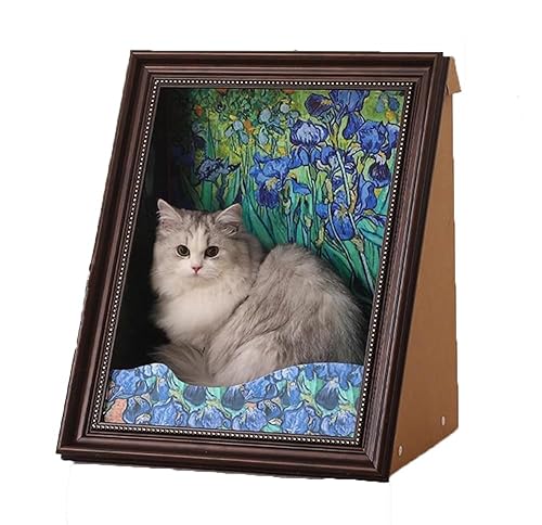 SUYUKU Katzenbett, Mona Lisa, Kratzbett, Ölgemälde, Rahmen, Katzenversteck im Vintage-Stil, multifunktional, groß, für Kätzchen, Höhle im Innenbereich (Blume, 44 x 52 x 35 cm) von SUYUKU