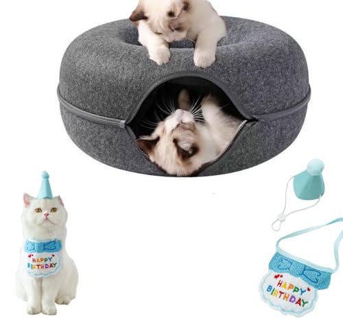 SUYUKU Katzenbetten, kratzfestes Katzen-Donut-Bett, abnehmbarer Filztunnel für Spaß, Katzenspielzeug, Versteckzelt, Katzen, Kätzchen, Haustiere, Haus, Filz, Katzentunnel, Höhle, Bett mit SUYUKU Katzenbetten, kratzfestes Katzen-Donut-Bett, abnehmbarer Filztunnel für Spaß, Katzenspielzeug, Versteckzelt, Katzen, Kätzchen, Haustiere, Haus, Filz, Katzentunnel, Höhle, Bett mit von SUYUKU