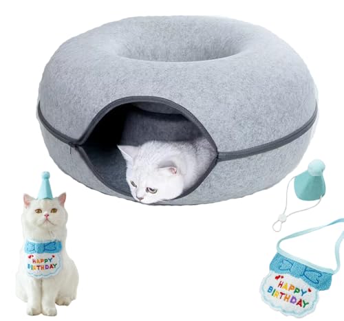 SUYUKU Katzenbetten, kratzfestes Katzen-Donut-Bett, abnehmbarer Filztunnel für Spaß, Katzenspielzeug, Versteckzelt, Katzen, Kätzchen, Haustiere, Haus, Filz, Katzentunnel, Höhle, Bett mit SUYUKU Katzenbetten, kratzfestes Katzen-Donut-Bett, abnehmbarer Filztunnel für Spaß, Katzenspielzeug, Versteckzelt, Katzen, Kätzchen, Haustiere, Haus, Filz, Katzentunnel, Höhle, Bett mit von SUYUKU