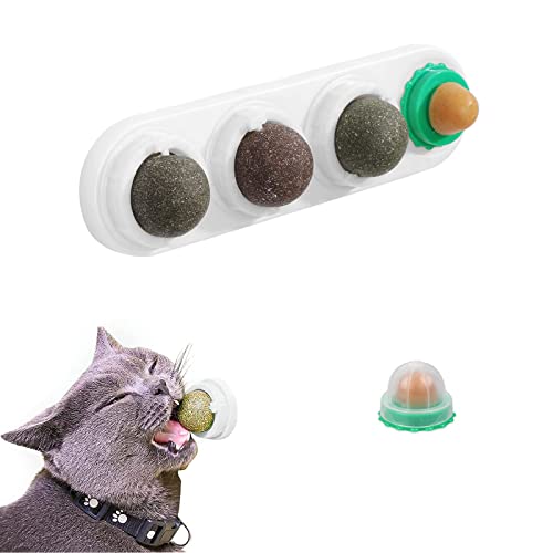 Drehbare Katzenminze Ball, Katzenminze Bälle für Katzenwand, Wand Catnip Balls Toys, Natürliche Catnip Ball, Essbare Kätzchen Spielzeug Kauspielzeug, Katzenbonbons/Minzbällchen, für Katzen Lecken von SUpoetry