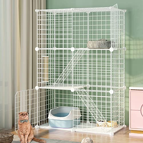 3-stöckiger DIY großer Katzenkäfig für den Innenbereich, Haustier-Laufstall, Katzenkäfigträger, Katzenlaufstall für kleine Tiere, mit Katzentoilette + Katzenhängematte + Katzennest + Katzenleiter 3-stöckiger DIY großer Katzenkäfig für den Innenbereich, Haustier-Laufstall, Katzenkäfigträger, Katzenlaufstall für kleine Tiere, mit Katzentoilette + Katzenhängematte + Katzennest + Katzenleiter von SUuim
