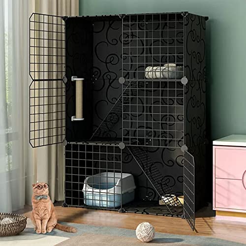 3-stöckiger DIY großer Katzenkäfig für den Innenbereich, Haustier-Laufstall, Katzenkäfigträger, Katzenlaufstall für kleine Tiere, mit Katzentoilette + Katzenhängematte + Katzennest + Katzenleiter 3-stöckiger DIY großer Katzenkäfig für den Innenbereich, Haustier-Laufstall, Katzenkäfigträger, Katzenlaufstall für kleine Tiere, mit Katzentoilette + Katzenhängematte + Katzennest + Katzenleiter von SUuim