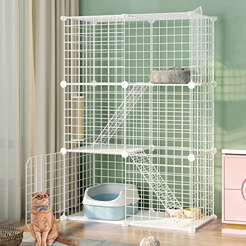 3-stöckiger DIY großer Katzenkäfig für den Innenbereich, Haustier-Laufstall, Katzenkäfigträger, Katzenlaufstall für kleine Tiere, mit Katzentoilette + Katzenhängematte + Katzennest + Katzenleiter 3-stöckiger DIY großer Katzenkäfig für den Innenbereich, Haustier-Laufstall, Katzenkäfigträger, Katzenlaufstall für kleine Tiere, mit Katzentoilette + Katzenhängematte + Katzennest + Katzenleiter von SUuim