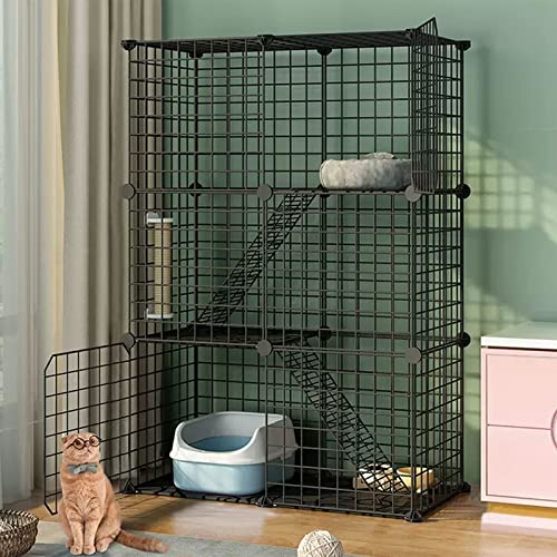 3-stöckiger DIY großer Katzenkäfig für den Innenbereich, Haustier-Laufstall, Katzenkäfigträger, Katzenlaufstall für kleine Tiere, mit Katzentoilette + Katzenhängematte + Katzennest + Katzenleiter 3-stöckiger DIY großer Katzenkäfig für den Innenbereich, Haustier-Laufstall, Katzenkäfigträger, Katzenlaufstall für kleine Tiere, mit Katzentoilette + Katzenhängematte + Katzennest + Katzenleiter von SUuim