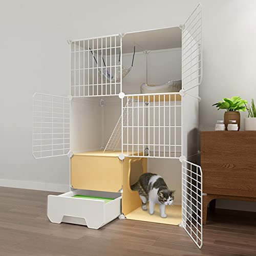 3-stöckiger Katzenkäfig, großes DIY-Katzengehege, Haustier-Laufstall, Katzenlaufstall für kleine Tiere, mit Katzennapf + Katzentoilette + Katzennest + Katzenhängematte + Leiter, bietet Platz für 3-stöckiger Katzenkäfig, großes DIY-Katzengehege, Haustier-Laufstall, Katzenlaufstall für kleine Tiere, mit Katzennapf + Katzentoilette + Katzennest + Katzenhängematte + Leiter, bietet Platz für von SUuim