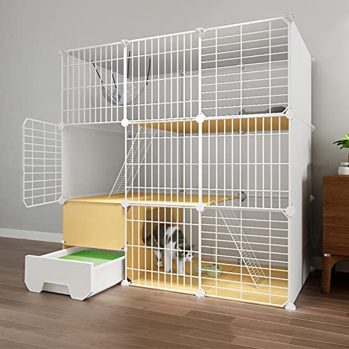 3-stöckiger Katzenkäfig, großes DIY-Katzengehege, Haustier-Laufstall, Katzenlaufstall für kleine Tiere, mit Katzennapf + Katzentoilette + Katzennest + Katzenhängematte + Leiter, bietet Platz für 3-stöckiger Katzenkäfig, großes DIY-Katzengehege, Haustier-Laufstall, Katzenlaufstall für kleine Tiere, mit Katzennapf + Katzentoilette + Katzennest + Katzenhängematte + Leiter, bietet Platz für von SUuim