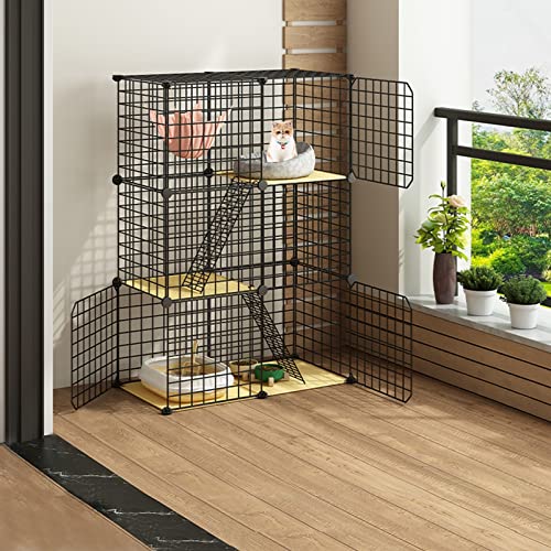 3-stöckiger Katzenkäfig, großes DIY-Katzengehege, Katzenlaufstall für kleine Tiere, Haustierlaufstall, Katzenhäuser für den Innenbereich, extra großer Übungsplatz, leicht zu reinigen, bietet Plat 3-stöckiger Katzenkäfig, großes DIY-Katzengehege, Katzenlaufstall für kleine Tiere, Haustierlaufstall, Katzenhäuser für den Innenbereich, extra großer Übungsplatz, leicht zu reinigen, bietet Plat von SUuim