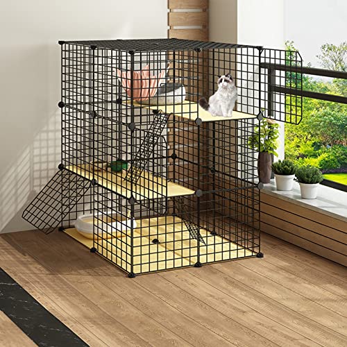 3-stöckiger Katzenkäfig, großes DIY-Katzengehege, Katzenlaufstall für kleine Tiere, Haustierlaufstall, Katzenhäuser für den Innenbereich, extra großer Übungsplatz, leicht zu reinigen, bietet Plat 3-stöckiger Katzenkäfig, großes DIY-Katzengehege, Katzenlaufstall für kleine Tiere, Haustierlaufstall, Katzenhäuser für den Innenbereich, extra großer Übungsplatz, leicht zu reinigen, bietet Plat von SUuim