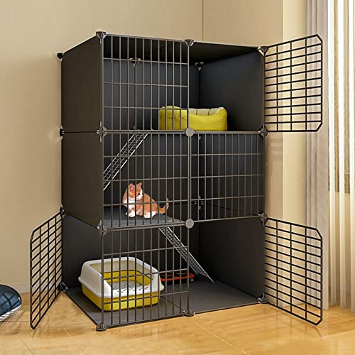 3-stufiger halbgeschlossener Käfig-Innen-DIY-Laufstall, Katzenhaus, Katzengehege, Haustier-Laufstall, verschlüsseltes Netzwerk, mit Katzentoilette + Katzennest + Katzennapf + Katzenkäfig, für 1-3 3-stufiger halbgeschlossener Käfig-Innen-DIY-Laufstall, Katzenhaus, Katzengehege, Haustier-Laufstall, verschlüsseltes Netzwerk, mit Katzentoilette + Katzennest + Katzennapf + Katzenkäfig, für 1-3 von SUuim
