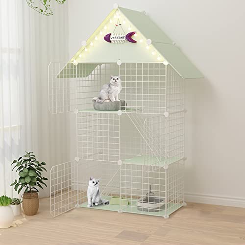 Großer Katzenkäfig, DIY-Katzenlaufstall für den Innenbereich, Laufstall für Haustiere, Katzenkäfigträger, Katzenkäfige für den Innenbereich, groß, zusammenklappbarer Katzenkäfig, mit Dach + Katze Großer Katzenkäfig, DIY-Katzenlaufstall für den Innenbereich, Laufstall für Haustiere, Katzenkäfigträger, Katzenkäfige für den Innenbereich, groß, zusammenklappbarer Katzenkäfig, mit Dach + Katze von SUuim