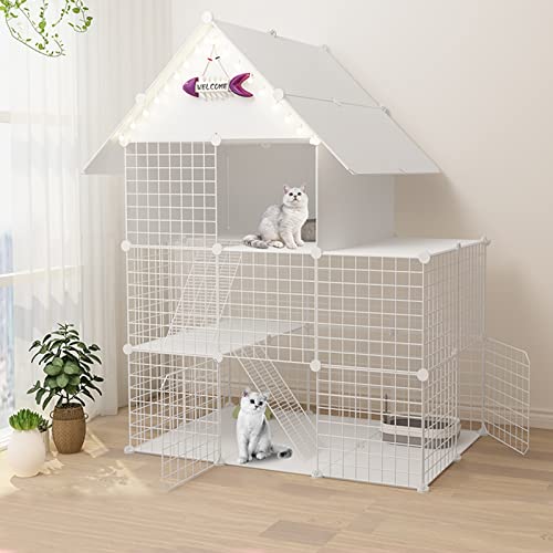 Großer Katzenkäfig, DIY-Katzenlaufstall für den Innenbereich, Laufstall für Haustiere, Katzenkäfigträger, Katzenkäfige für den Innenbereich, groß, zusammenklappbarer Katzenkäfig, mit Dach + Katze Großer Katzenkäfig, DIY-Katzenlaufstall für den Innenbereich, Laufstall für Haustiere, Katzenkäfigträger, Katzenkäfige für den Innenbereich, groß, zusammenklappbarer Katzenkäfig, mit Dach + Katze von SUuim