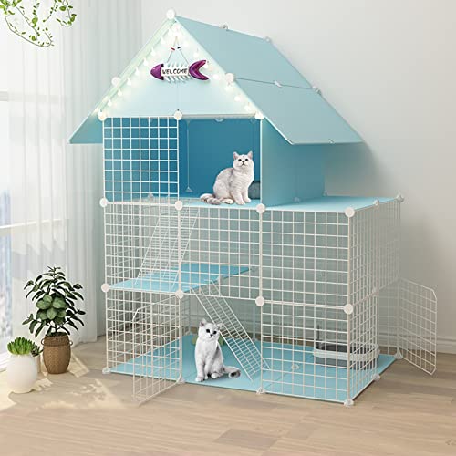 Großer Katzenkäfig, DIY-Katzenlaufstall für den Innenbereich, Laufstall für Haustiere, Katzenkäfigträger, Katzenkäfige für den Innenbereich, groß, zusammenklappbarer Katzenkäfig, mit Dach + Katze Großer Katzenkäfig, DIY-Katzenlaufstall für den Innenbereich, Laufstall für Haustiere, Katzenkäfigträger, Katzenkäfige für den Innenbereich, groß, zusammenklappbarer Katzenkäfig, mit Dach + Katze von SUuim