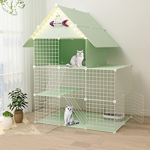 Großer Katzenkäfig, DIY-Katzenlaufstall für den Innenbereich, Laufstall für Haustiere, Katzenkäfigträger, Katzenkäfige für den Innenbereich, groß, zusammenklappbarer Katzenkäfig, mit Dach + Katze Großer Katzenkäfig, DIY-Katzenlaufstall für den Innenbereich, Laufstall für Haustiere, Katzenkäfigträger, Katzenkäfige für den Innenbereich, groß, zusammenklappbarer Katzenkäfig, mit Dach + Katze von SUuim