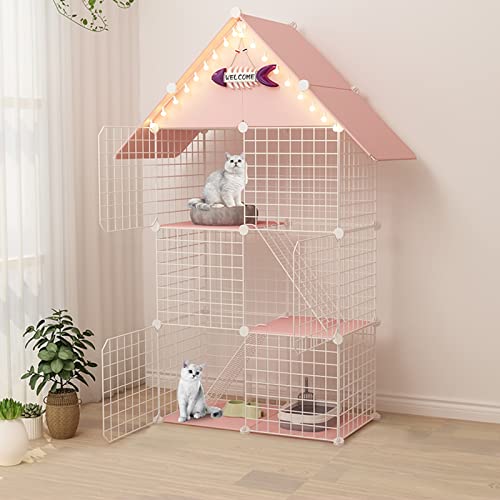 Großer Katzenkäfig, DIY-Katzenlaufstall für den Innenbereich, Laufstall für Haustiere, Katzenkäfigträger, Katzenkäfige für den Innenbereich, groß, zusammenklappbarer Katzenkäfig, mit Dach + Katze Großer Katzenkäfig, DIY-Katzenlaufstall für den Innenbereich, Laufstall für Haustiere, Katzenkäfigträger, Katzenkäfige für den Innenbereich, groß, zusammenklappbarer Katzenkäfig, mit Dach + Katze von SUuim