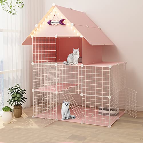 Großer Katzenkäfig, DIY-Katzenlaufstall für den Innenbereich, Laufstall für Haustiere, Katzenkäfigträger, Katzenkäfige für den Innenbereich, groß, zusammenklappbarer Katzenkäfig, mit Dach + Katze Großer Katzenkäfig, DIY-Katzenlaufstall für den Innenbereich, Laufstall für Haustiere, Katzenkäfigträger, Katzenkäfige für den Innenbereich, groß, zusammenklappbarer Katzenkäfig, mit Dach + Katze von SUuim