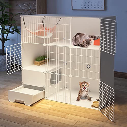 Großes Katzengehege, Katzenkäfigträger, Haustier-Laufstall, Indoor-Katzenlaufstall, Abnehmbarer Metalldraht zum Selbermachen, mit Katzennest, Katzennapf, Katzentoilette, bietet Platz für 3 erwach Großes Katzengehege, Katzenkäfigträger, Haustier-Laufstall, Indoor-Katzenlaufstall, Abnehmbarer Metalldraht zum Selbermachen, mit Katzennest, Katzennapf, Katzentoilette, bietet Platz für 3 erwach von SUuim