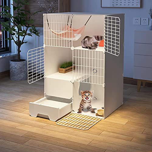 Großes Katzengehege, Katzenkäfigträger, Haustier-Laufstall, Indoor-Katzenlaufstall, Abnehmbarer Metalldraht zum Selbermachen, mit Katzennest, Katzennapf, Katzentoilette, bietet Platz für 3 erwach Großes Katzengehege, Katzenkäfigträger, Haustier-Laufstall, Indoor-Katzenlaufstall, Abnehmbarer Metalldraht zum Selbermachen, mit Katzennest, Katzennapf, Katzentoilette, bietet Platz für 3 erwach von SUuim