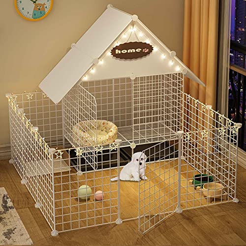 Hundespielgehege für drinnen mit Boden, Haustierlaufstall, Hundekäfig mit Katzentoilette, perfekt für Hunde/Katze/Kaninchen/Meerschweinchen/Frettchen/Huhn/Ente/Gans/Kleintiere usw. (Größe: 75X111 von SUuim