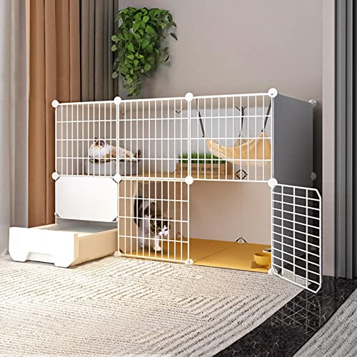 Katzenkäfige für den Innenbereich, groß, Haustier-Laufstall, Abnehmbarer Katzenkäfig aus Metall für Haustiere, mit Katzentoilette, Katzenstreuschaufel, Kletterleiter, Katzenstreu, Futternapf für Katzenkäfige für den Innenbereich, groß, Haustier-Laufstall, Abnehmbarer Katzenkäfig aus Metall für Haustiere, mit Katzentoilette, Katzenstreuschaufel, Kletterleiter, Katzenstreu, Futternapf für von SUuim