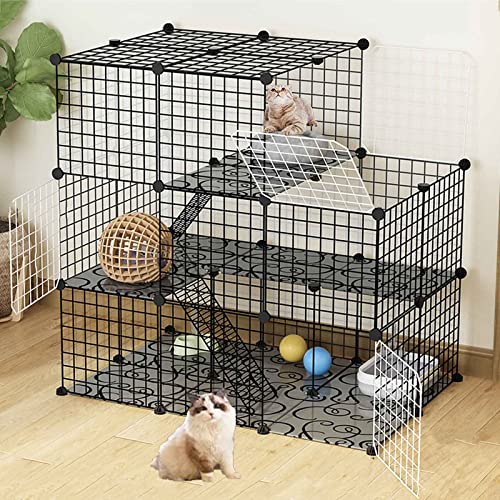 Katzenkäfige für den Innenbereich aus Metall, Haustier-Laufstall für große Katzen, Hundekäfig/Kaninchen-Laufstall/Meerschweinchen-Laufstall, DIY-Montage, super tragfähig (Größe: 111 x 111 x 147-a Katzenkäfige für den Innenbereich aus Metall, Haustier-Laufstall für große Katzen, Hundekäfig/Kaninchen-Laufstall/Meerschweinchen-Laufstall, DIY-Montage, super tragfähig (Größe: 111 x 111 x 147-a von SUuim