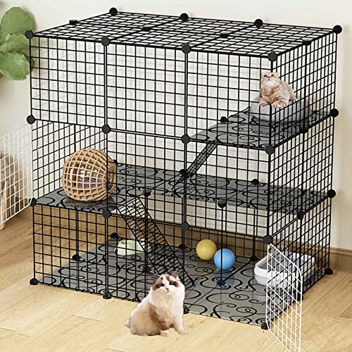 Katzenkäfige für den Innenbereich aus Metall, Haustier-Laufstall für große Katzen, Hundekäfig/Kaninchen-Laufstall/Meerschweinchen-Laufstall, DIY-Montage, super tragfähig (Größe: 111 x 111 x 147-a Katzenkäfige für den Innenbereich aus Metall, Haustier-Laufstall für große Katzen, Hundekäfig/Kaninchen-Laufstall/Meerschweinchen-Laufstall, DIY-Montage, super tragfähig (Größe: 111 x 111 x 147-a von SUuim