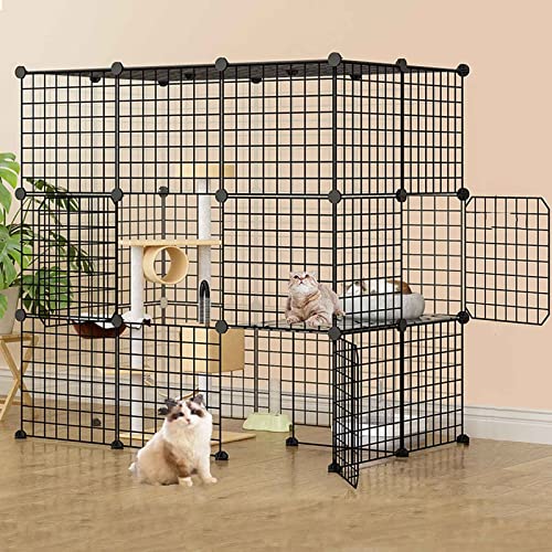 Katzenkäfige für den Innenbereich aus Metall, Haustier-Laufstall für große Katzen, Hundekäfig/Kaninchen-Laufstall/Meerschweinchen-Laufstall, DIY-Montage, super tragfähig (Größe: 111 x 111 x 147-a Katzenkäfige für den Innenbereich aus Metall, Haustier-Laufstall für große Katzen, Hundekäfig/Kaninchen-Laufstall/Meerschweinchen-Laufstall, DIY-Montage, super tragfähig (Größe: 111 x 111 x 147-a von SUuim
